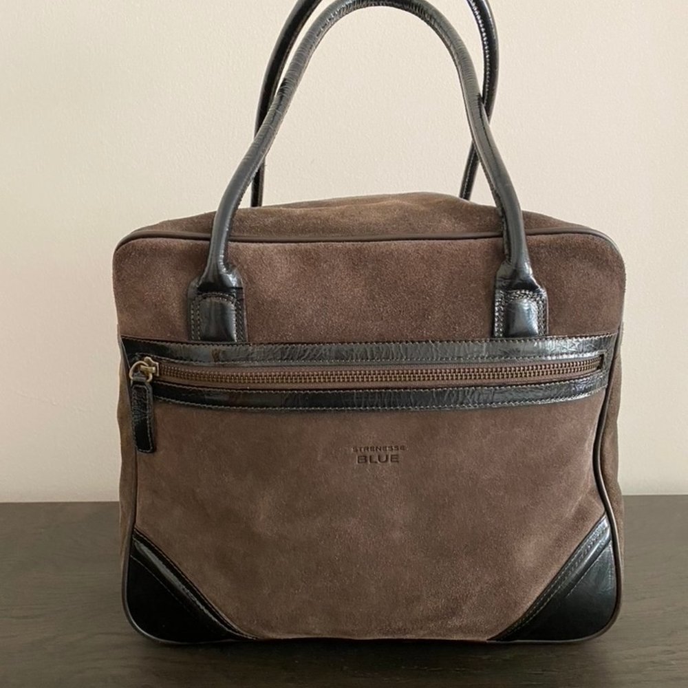 STRENESSE BLUE Handbag.Brown Suede With Brown Patent Leather Accent. NWOT.